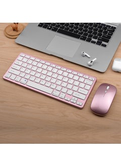 اشتري Wireless Mouse Keyboard Triple-mode Keyboard Dual-mode Keyboard for Laptop Desktop Computer Tablet Mobile Phone for Multi-device Three-mode charging-rose gold (Keyboard + Mouse) في السعودية