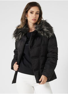 Buy Belted Fut Detail Jacket in Saudi Arabia