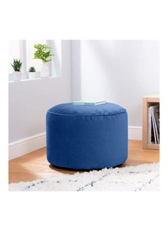 Buy Velvet Round Bean Bag Pouffe - Dark Blue in Saudi Arabia