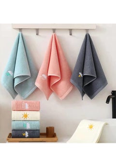 اشتري Hand Towels for Bathroom Set 4 Piece 100% Cotton Bath Hand Towel Face Towel Soft Highly Absorbent Towels for Adults and Children for Bathroom Kitchen 14x29 Inch (Pink White Blue Gray) في السعودية