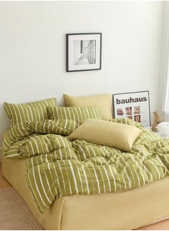 اشتري Bedding Set Without Filler Vintage Style, Olive color Stripes Design في الامارات