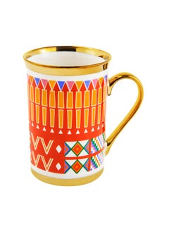 Buy Al-Qatt Al-Asiri Porcelain tea and coffee mug, Al-Asiri cup, Red, capacity 330 ml in Saudi Arabia