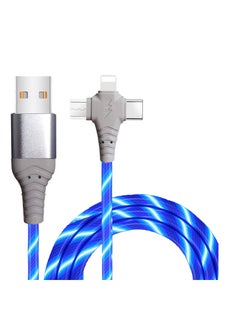 اشتري 3 in 1 Charging Cable, Multi Charging Cable LED Flowing Light Up Charger Cable, 3.0 Fast Phone Charger Data Transfer, Durable TPE Charging Cord, for iPhone, Type C and Micro USB Blue 6.6ft في الامارات