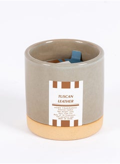 Buy Norman Tuscan Leather Jar Candle, Grey - 165g in UAE