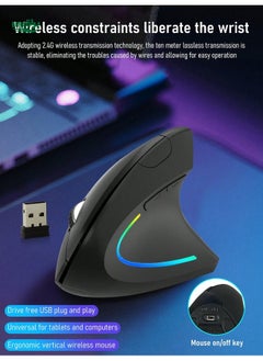 Buy WM4 Right-Handed Battery-Powered Wireless Mouse, Ergonomic Side-Grip Vertical Mouse Design, Mute USB 2.4G Receiver Mouse in UAE