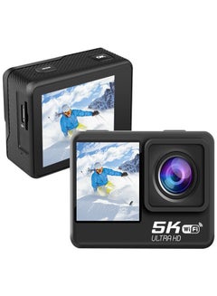 اشتري 5K WiFi Action Camera 170° Wide Angle, Anti-Shake Action Camera Waterproof Remote Control Action Camera with Remote Control and Accessories في الامارات