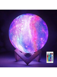 Buy 3D Galaxy Led Moon Light Lamp High Quality Rechargeable Remote Touch Tap Control 15cm 16 Colour in UAE