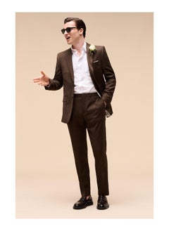 اشتري Slim Fit Brown Texture Suit Jacket في الامارات