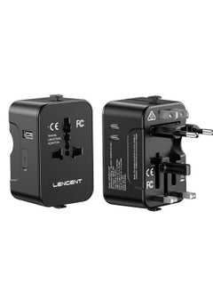 Buy LENCENT International Travel Adapter, Universal Travel Adapter with 1 USB-A + 2 Type C, All in One Power Adapter for Phone,Laptops, Worldwide Plug Adapter for USA UK EU AUS, Black in Saudi Arabia