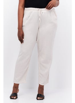 اشتري Women Plus Size Solid Sweatpants, Beige في الامارات