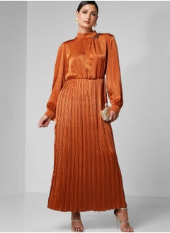 Buy High Neck Pleated Dress in Saudi Arabia