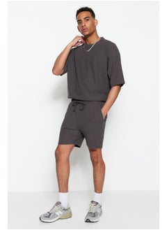 Buy Basic Smoked Regular/Normal Fit Medium Length Laced Textured Wrinkle-Free Ottoman Shorts TMNSS23SR00039 in Egypt