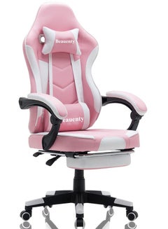 Buy Gaming Chair, Racing Style Office Chair, Adjustable Lumbar Cushion Swivel Rocker, High Back Ergonomic Computer Desk Chair with Footrest in Saudi Arabia