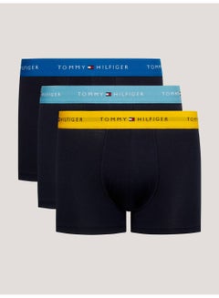 Buy Men's 3-Pack Signature Essential Logo Waistband Trunks Underwear Bottoms, Navy in Saudi Arabia