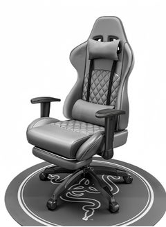 Buy Gaming Chair Office Chair with Footrest Racing Ergonomic Chair Leather Reclining Video Game Chair Adjustable Armrest High Back Gamer Chair with Headrest and Lumbar Support Grey in Saudi Arabia