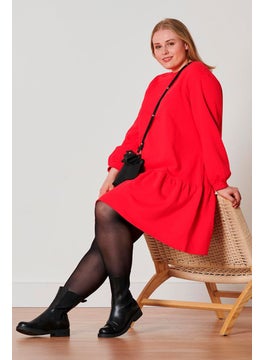 Buy Women Solid Sweatshirt Dress, Red in UAE