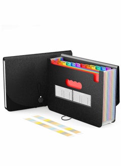 اشتري Accordian File Organizer, 13-Pocket Plastic Receipt Paper Expanding File Folder with Cover, Portable Document Organizer, Desktop A4 Letter Size Filing Box, for Office/Business/School في الامارات