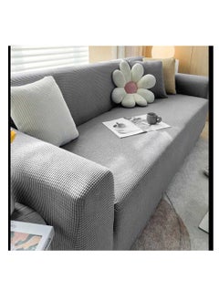 Buy Interlock Velvet Lycra Sofa Cover Set, 4 Pieces - Gray in Egypt