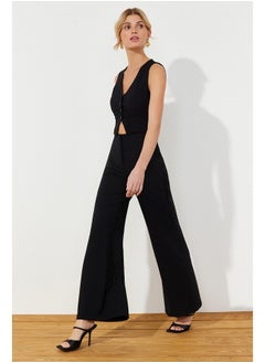 Buy Black Wide Leg Woven Jumpsuit TWOSS24TU00005 in Egypt