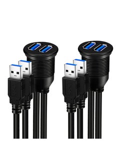 Buy USB Cables Dual USB 3.0 Car Mount Flush Cable USB3.0 Male to Female Car Mount Extension Cable Waterproof for Car Truck Boat Motorcycle Dashboard Panel 3ft 2 Pack in UAE