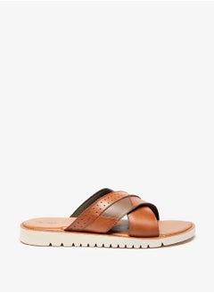 Buy Men's Solid Slip-On Cross Strap Sandals in UAE