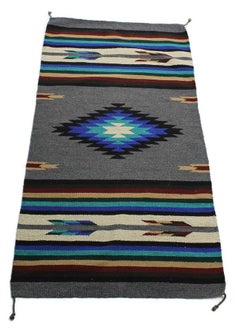 Buy Southwest Area Rug Center Diamond Gray Black Blue 32 X 64 Inches in UAE