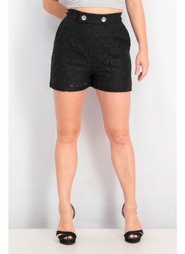 اشتري Women Lace Side Pocket Short, Black في السعودية