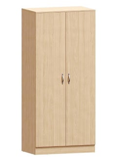 اشتري 2 Door Wardrobe, White Shelf & Hanging Rail Wooden Bedroom Engineered Wood Storage Furniture Beteak في الامارات