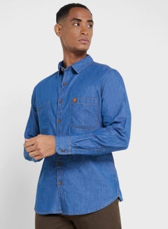 اشتري Thomas Scott Men Blue Smart Slim Fit Opaque Casual Shirt في السعودية