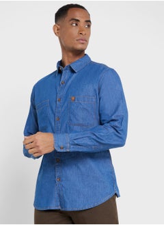 Buy Thomas Scott Men Blue Smart Slim Fit Opaque Casual Shirt in Saudi Arabia