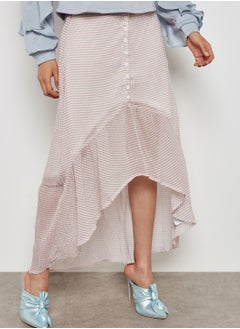 Buy Drop Hem Button Detail Skirt in UAE