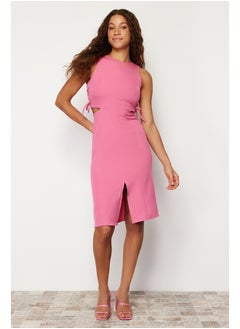 Buy Fuchsia Fitted Cut Out Detailed Sleeveless Midi Pencil Skirt Woven Dress TWOSS23EL02043 in Egypt