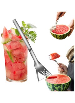 Buy Watermelon Slicer Cutter, 2-in-1 Fork Slicer, Cutting Artifact, Stainless Steel Fruit Forks Knife for Family Parties Camping Cool Kitchen Gadgets in UAE