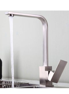 اشتري Kitchen Tap, Kitchen Sink Taps Mixer with Flexible Hoses and UK Standard Fittings, 360° Swivel Chroming Kitchen Taps, 304 Stainless Steel Brushed Faucet Basin Sink Tap في السعودية