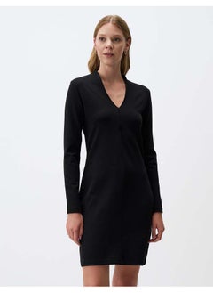 Buy Long Sleeve V Neck Knitted Mini Dress in Egypt