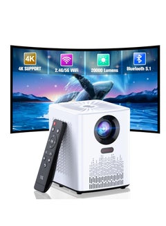Buy Projector with WiFi and Bluetooth, 5G WiFi 4K HD 20000L portable movie projector with mini tripod, outdoor projector Home video smart projector in Saudi Arabia