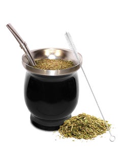 اشتري Yerba Mate Tea Cup, Stainless Steel Insulation Cup, Mate Gourds for Yerba Mate Loose Leaf Drinking with Bombilla Straw, Black, 230ML في السعودية