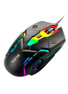 اشتري D2 Wired Gaming Mouse Colorful RGB Gaming Mouse 6 Keys Ergonomic Mice 4-gear Adjustable DPI Wide Compatibility Black في الامارات