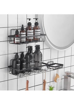 Buy 3-Pack Shower Caddy Shelf Organizer Rack with Soap Dish Holder, Self Adhesive Black Bathroom Basket Shelves with Hooks, RV Shampoo Organization Storage Accessories in Saudi Arabia