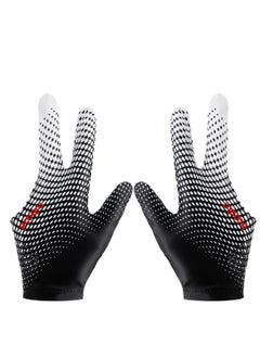 اشتري 3 Finger Snooker Gloves, Stretchy Billiards Gloves, Durable Double Stitched, Anti Slip and Breathable Pool Cue Gloves, Durable Snooker Playerss Glove Popular Sizes for Women Men في السعودية