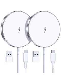 Buy Magnetic Wireless Charger iPhone 15W Fast Apple Mag Safe Charger for iPhone 15/14/13/12 Series 2 Pack 5ft Cable Wireless Charging Pad for AirPods 3/2/Pro 2/Pro Mag-Safe Original Replacement in Saudi Arabia