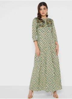 Buy Embroidered Button  Neck Jalabiya in UAE