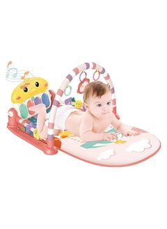 Buy Baby Gym Play Mats with Double Guardrail for Floor, Pink Baby Piano Gym Mat For 0-36 Months Newborn in Saudi Arabia