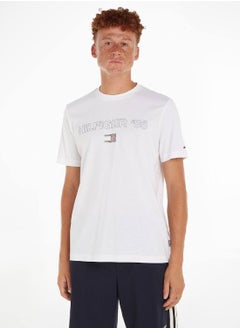 Buy Men's Hilfiger 1985 Collection Featuring a Crew Neck T-Shirt - Cotton, White in Saudi Arabia