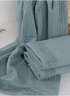 اشتري Spa Waffle Terry Reversible Hand Towel, Aqua - 500 GSM, 50x80 cm في الامارات