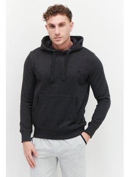 Buy Men Hooded Long Sleeve Brand Logo Sweatshirt, Dark Grey in UAE