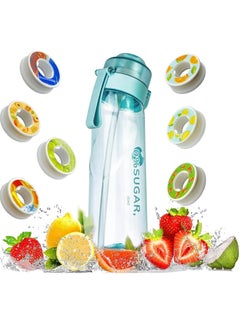 اشتري Sports Air Water Bottle BPA Free Starter up Set Drinking Bottles,650ML Fruit Fragrance Water Bottle,with 1 Random Flavour pods%0 Sugar Water Cup,for Gym and Outdoor (Blue) في السعودية