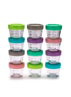 Buy Glass Baby Food Containers Airtight Leakproof Storage For Babies Toddlers Kids With Easy Open Lids Set Of 12 4Oz in UAE