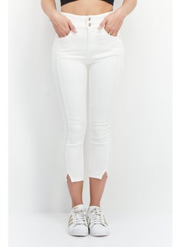 اشتري Women Slim Fit Stretchable Plain Denim Jeans, White في الامارات