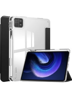 اشتري Case with Pen Holder for Xiaomi Pad 6 / Pad 6 Pro, Transparent Hard Shell Back Trifold Smart Cover Protective Slim Case for Xiaomi Mi Pad 6 /Pad 6 Pro 11” 2023 Release (Black) في السعودية